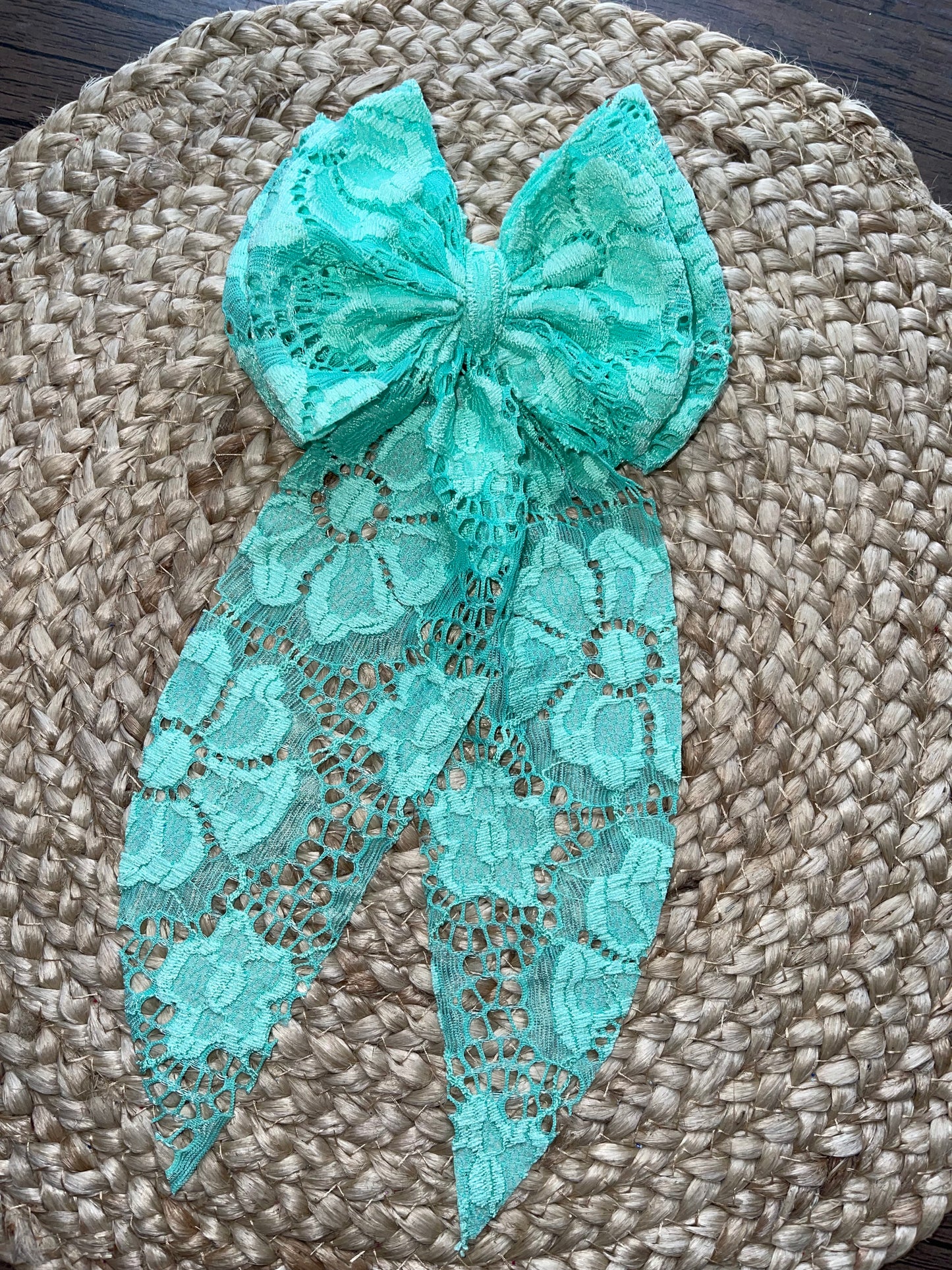 Mint laced coquette bow