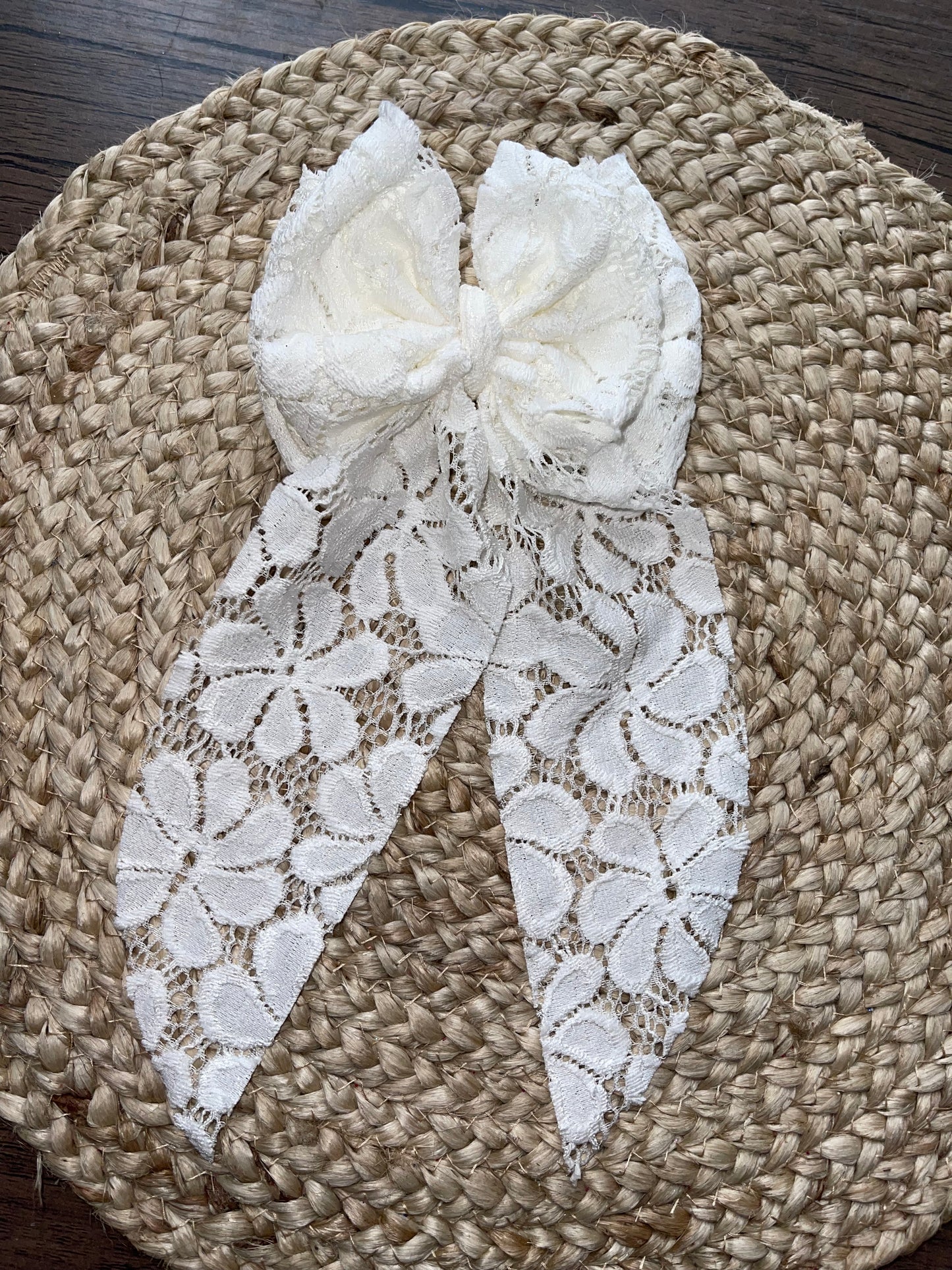 Ivory laced coquette bow