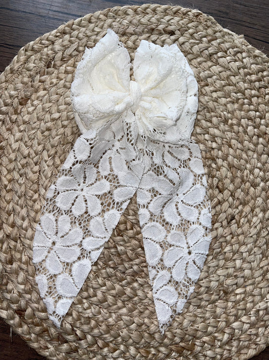 Ivory laced coquette bow