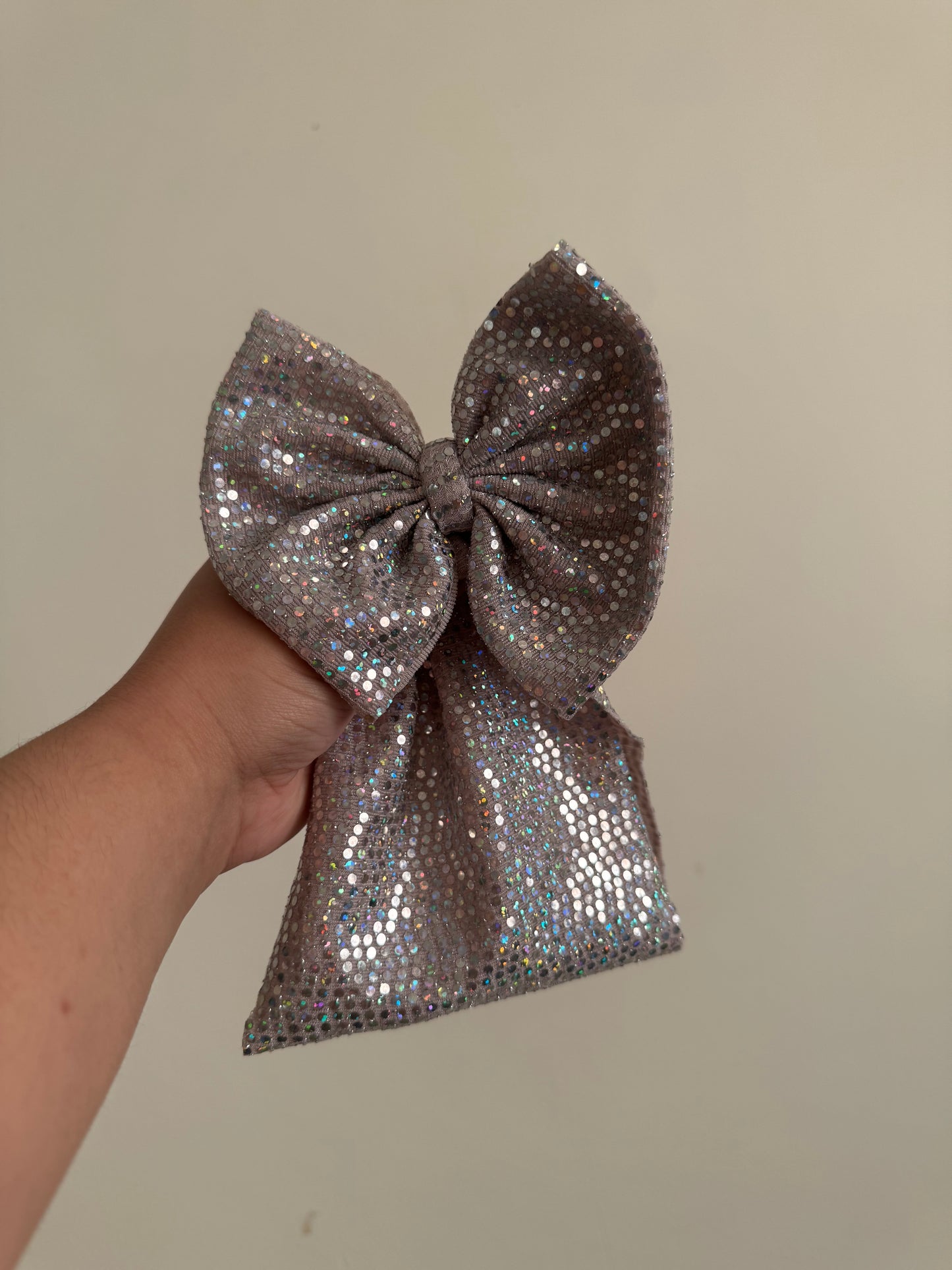 Silver glam bow