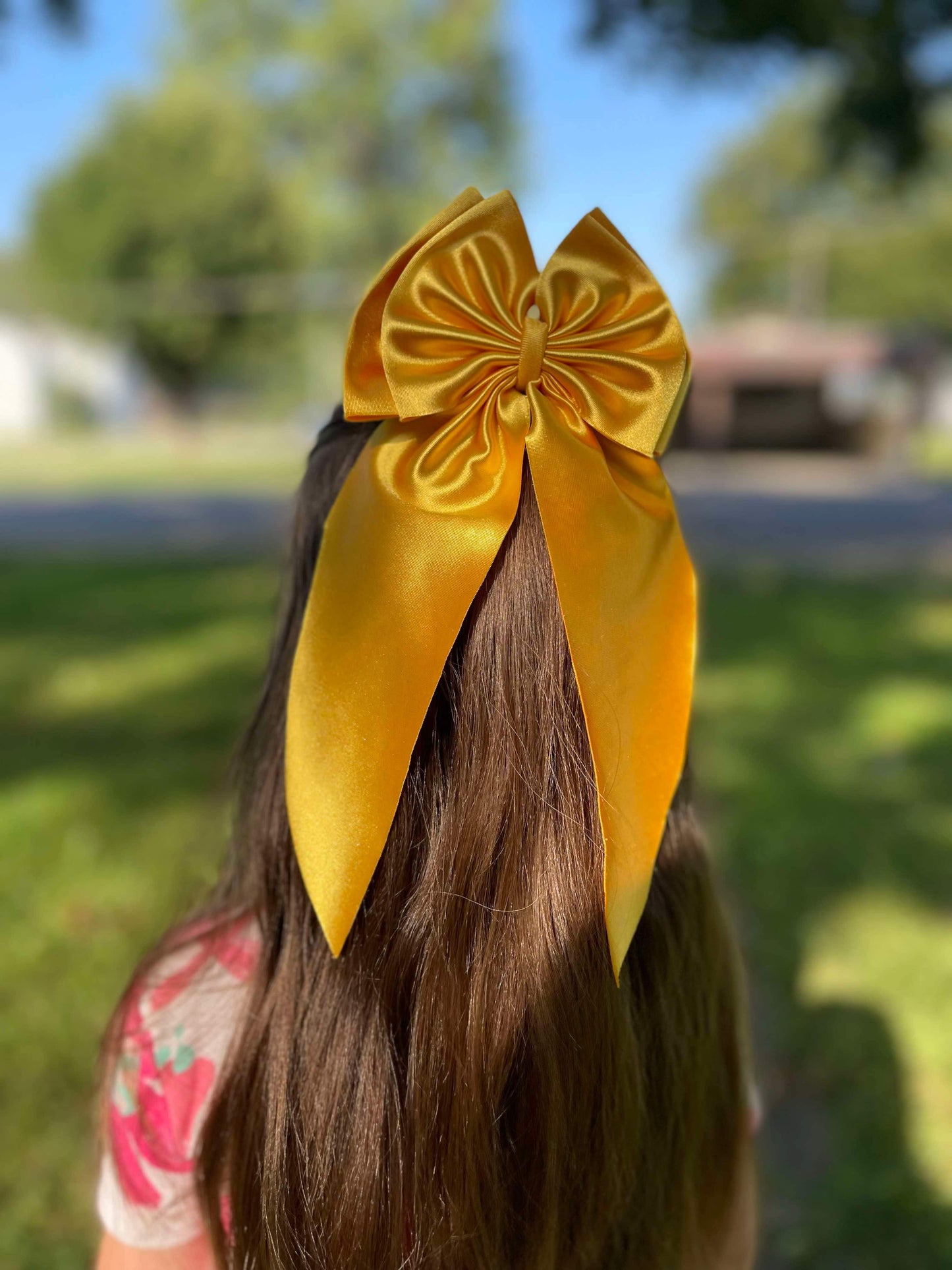 Gold satin bow