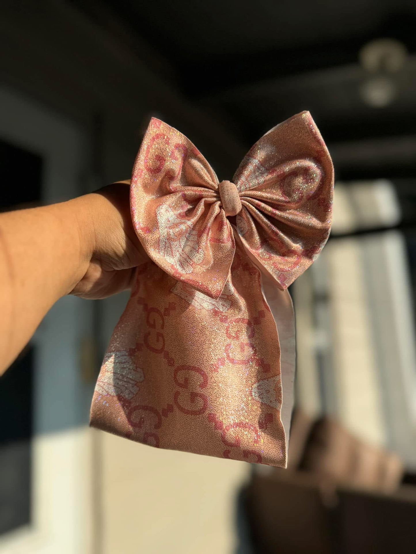 Boujee ghost glitter bow