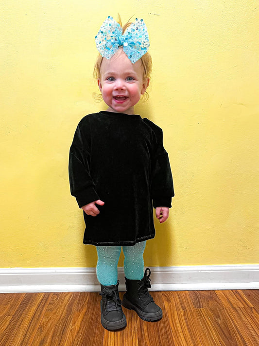 Blue Pearl sequins mesh bow
