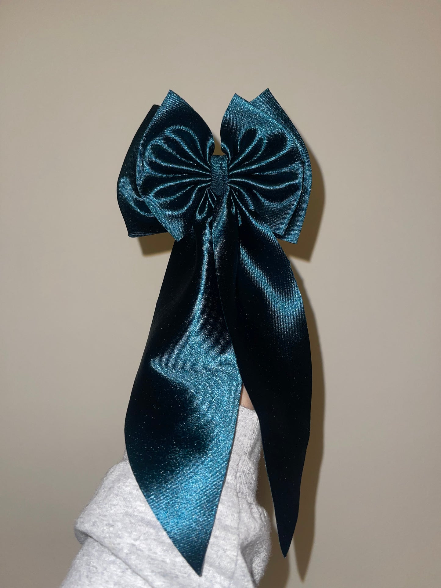 Peacock satin bow