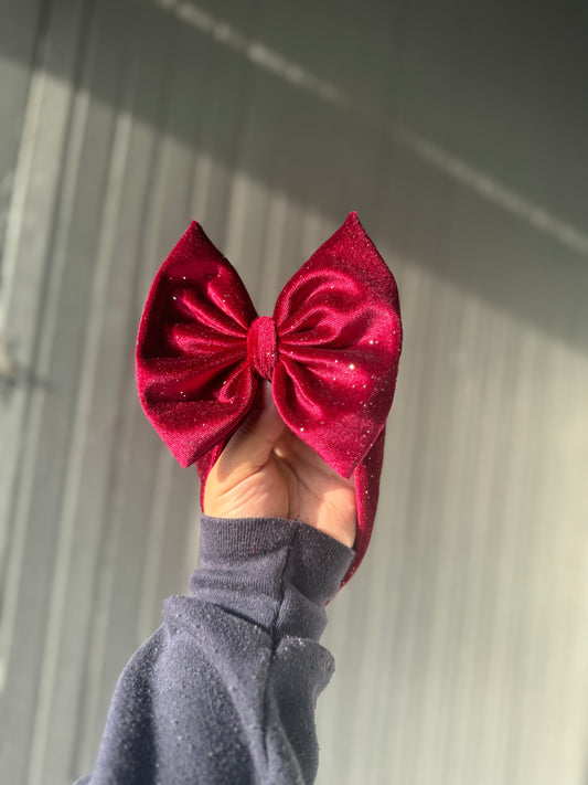 Burgundy velvet glitz bow