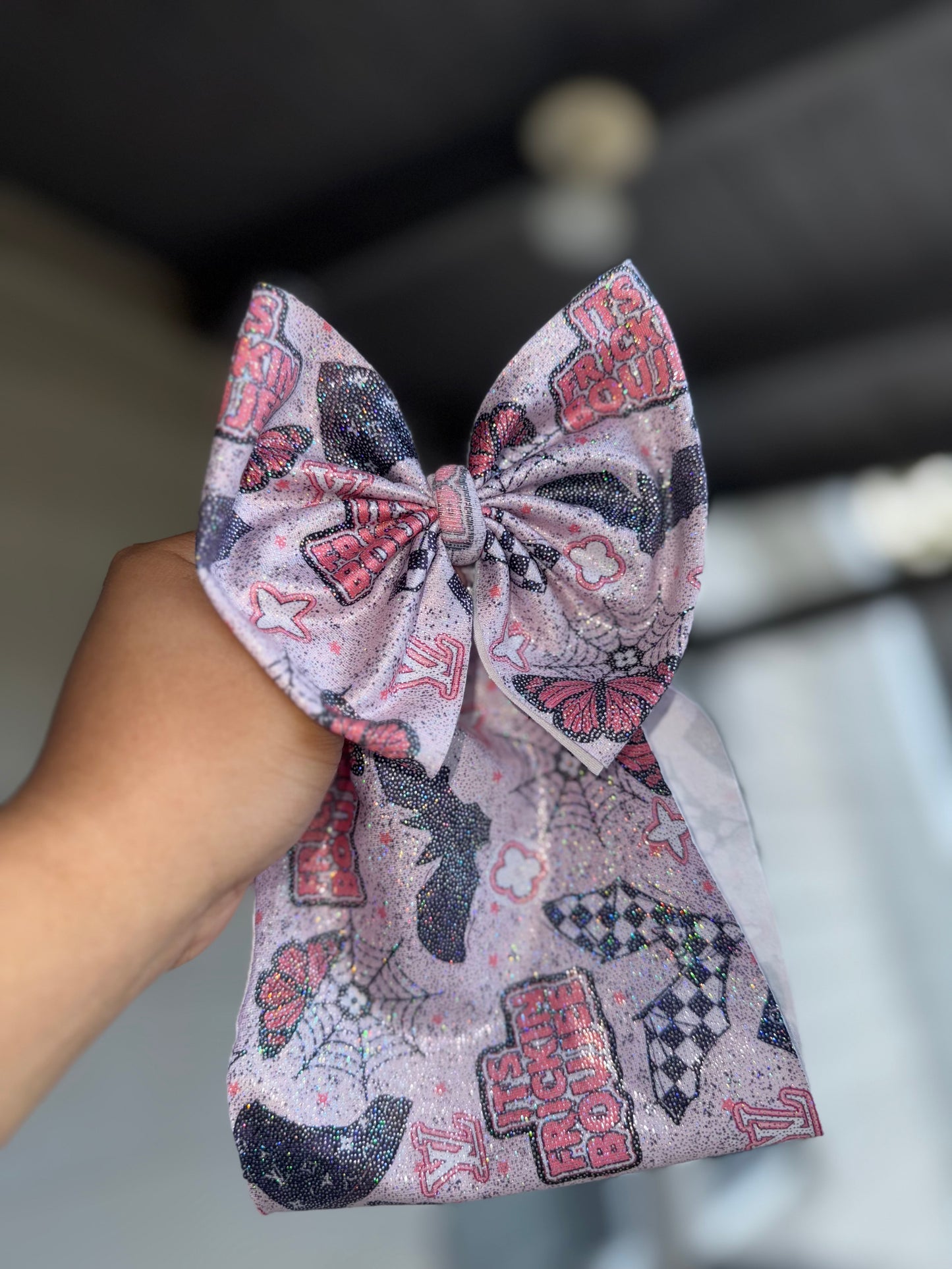 Frickin boujee bats glitter bow