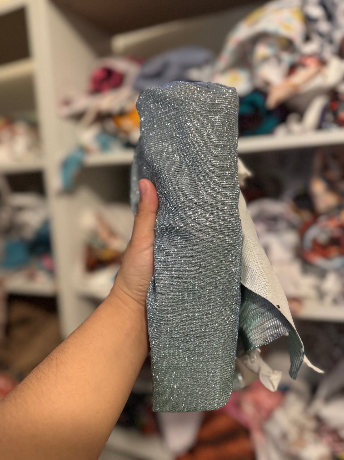 Blue/ green color changing glitter bow