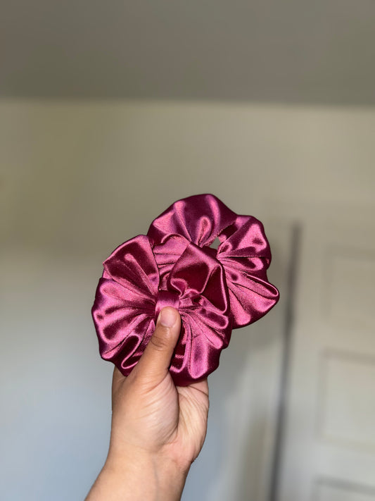 Mulberry pink satin bow