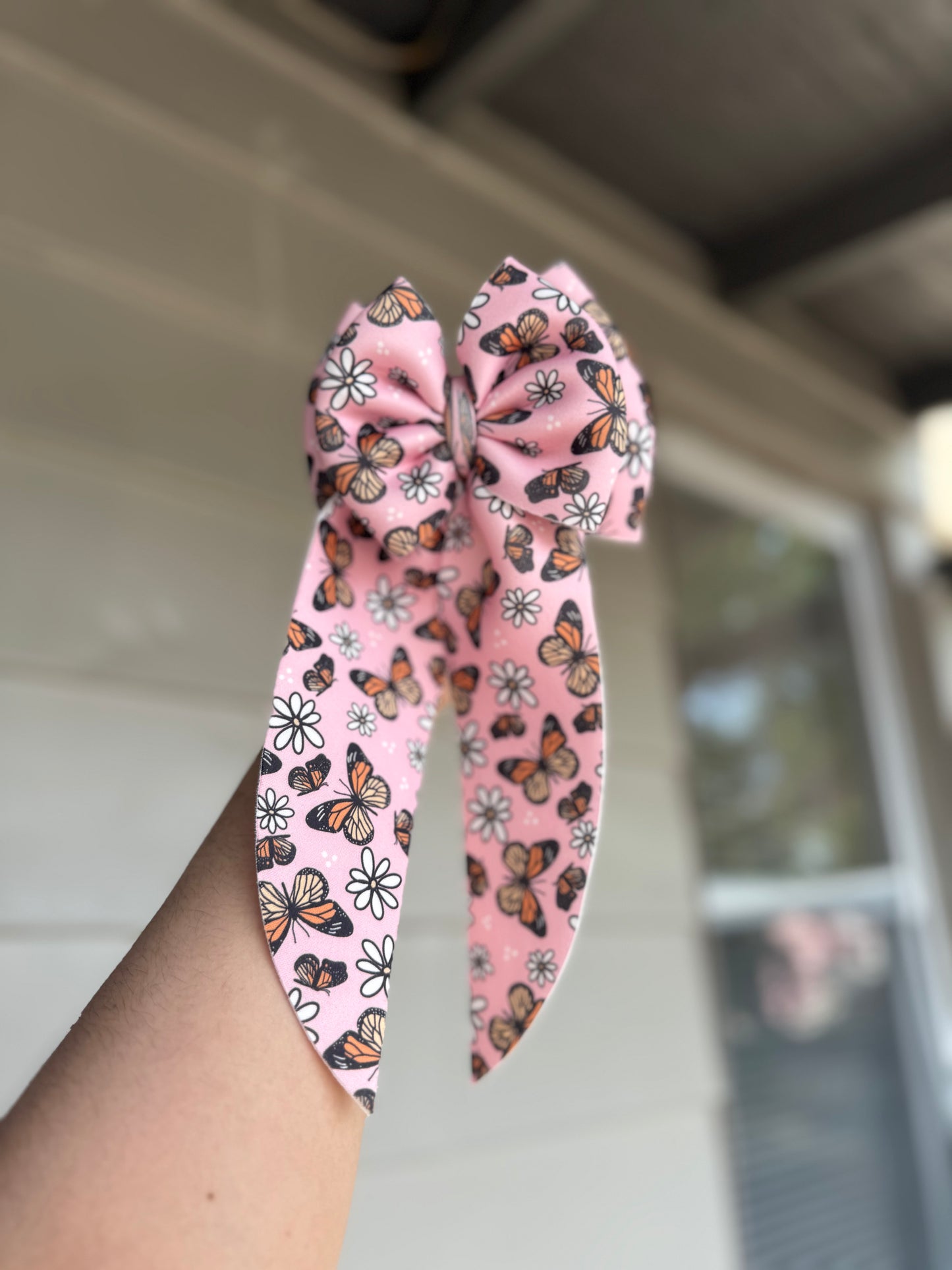 Pink butterfly bow