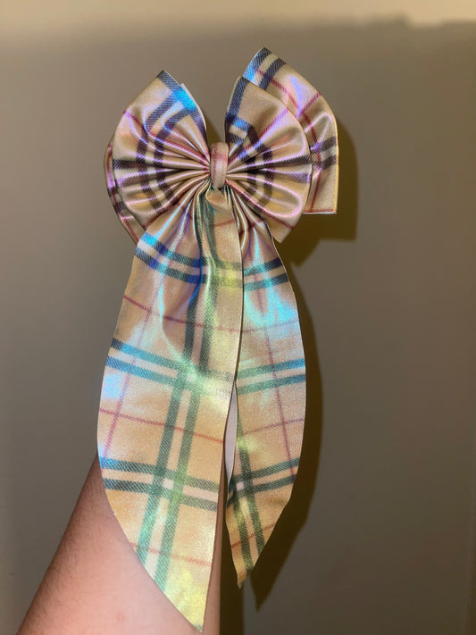Holographic plaid bow