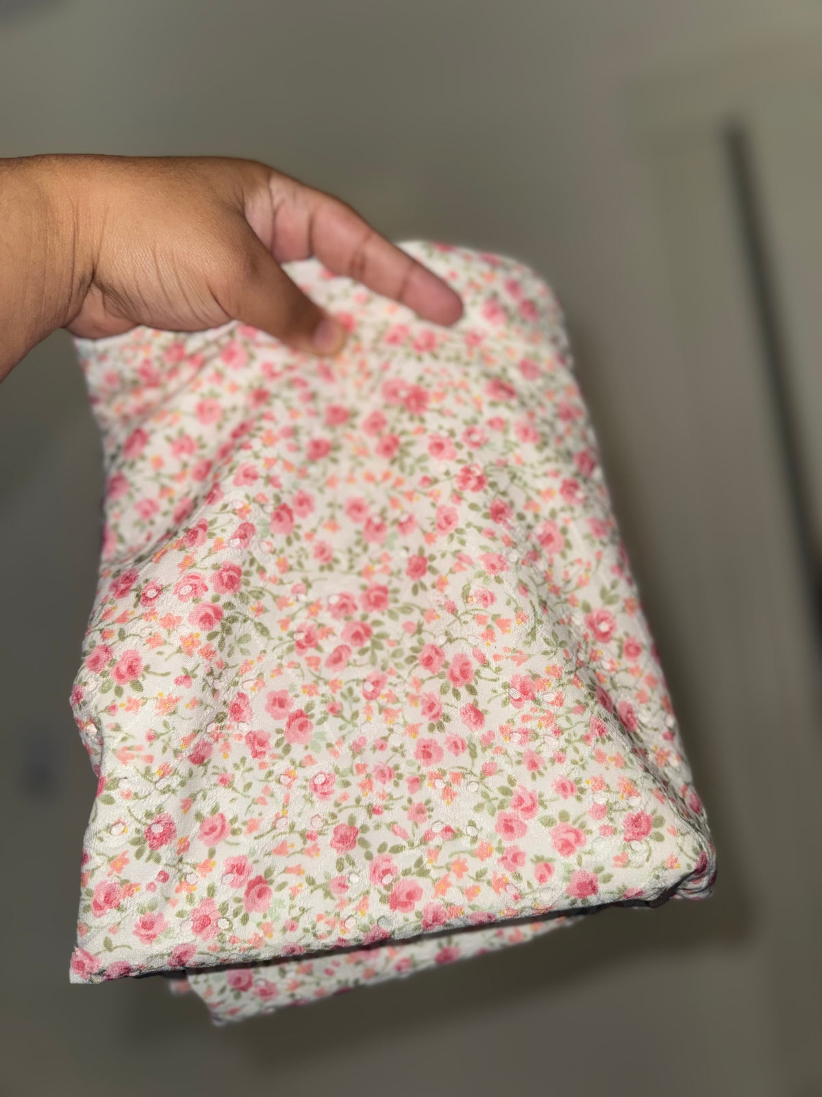 Pink flower eyelet bow