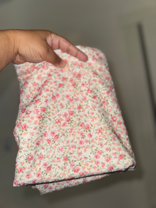 Pink flower eyelet bow