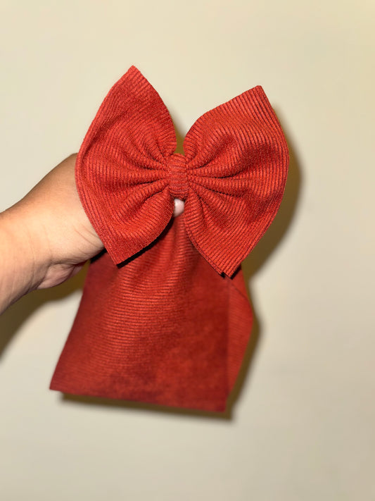 Rust corduroy bow