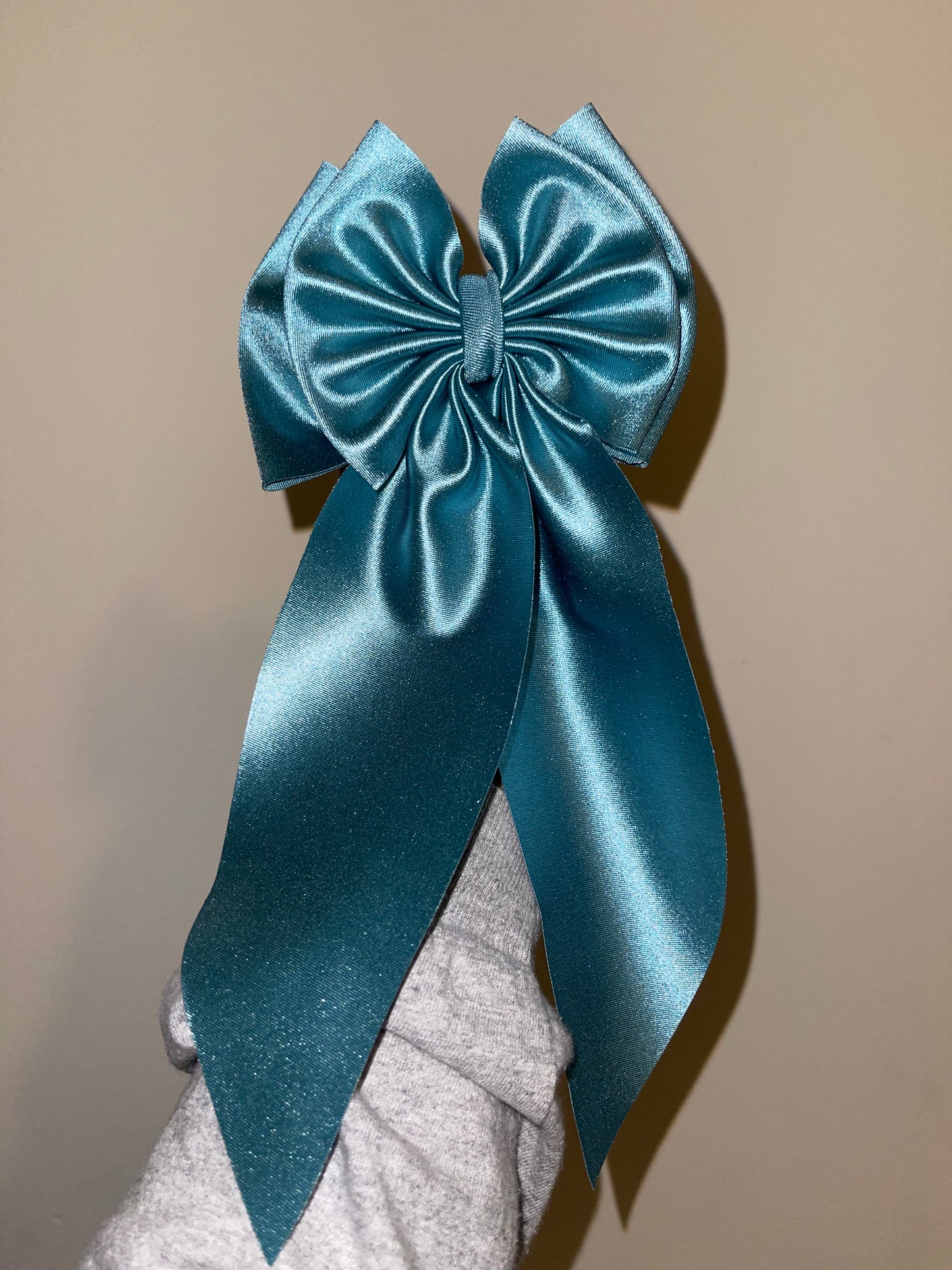 Minty blue satin bow