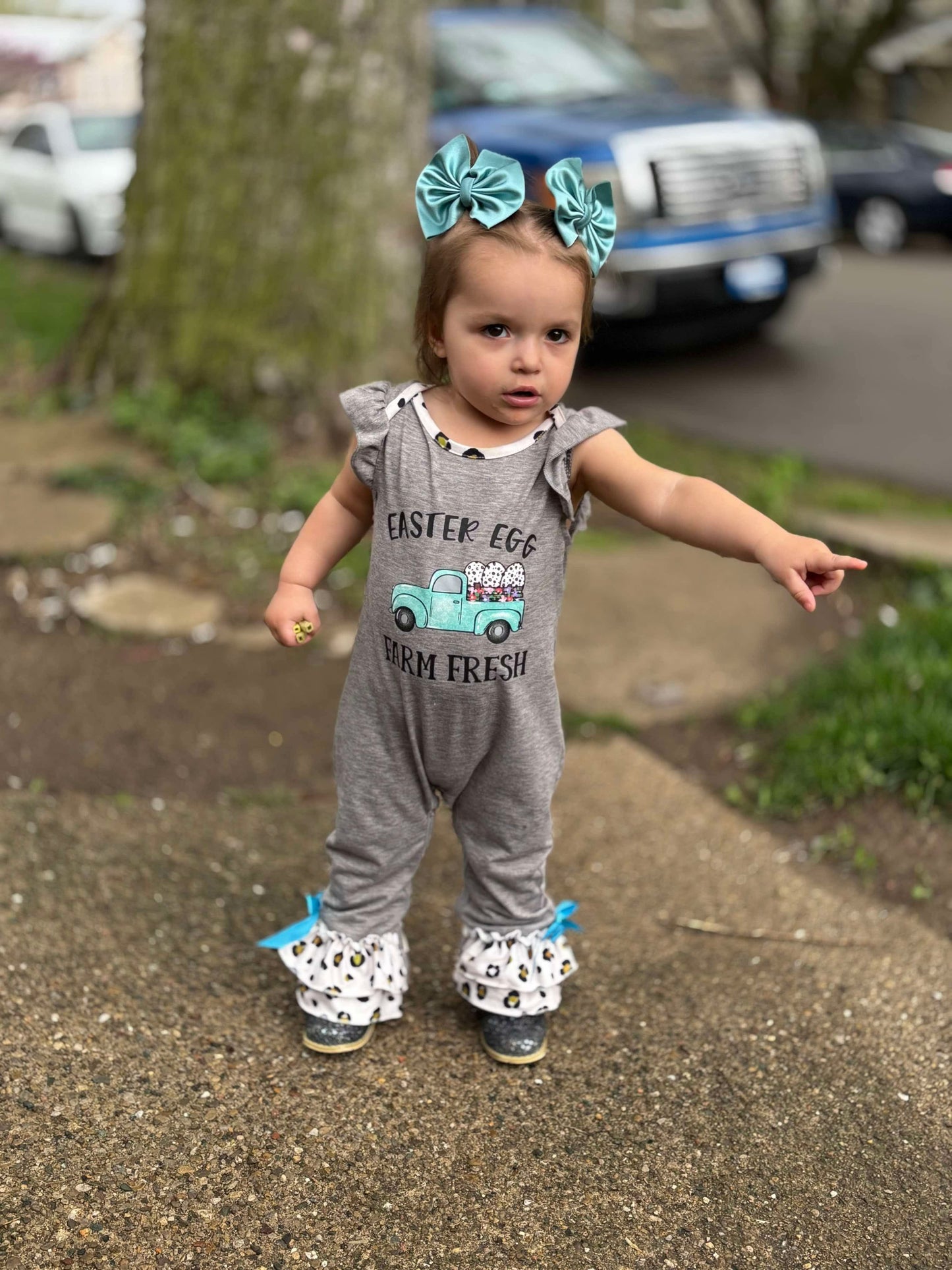 Minty blue satin bow