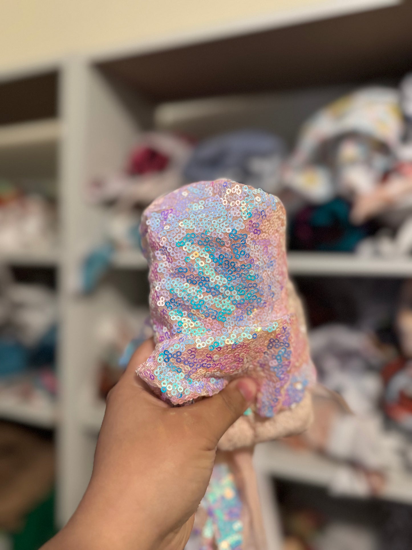 Rainbow ombré sequin mesh bow