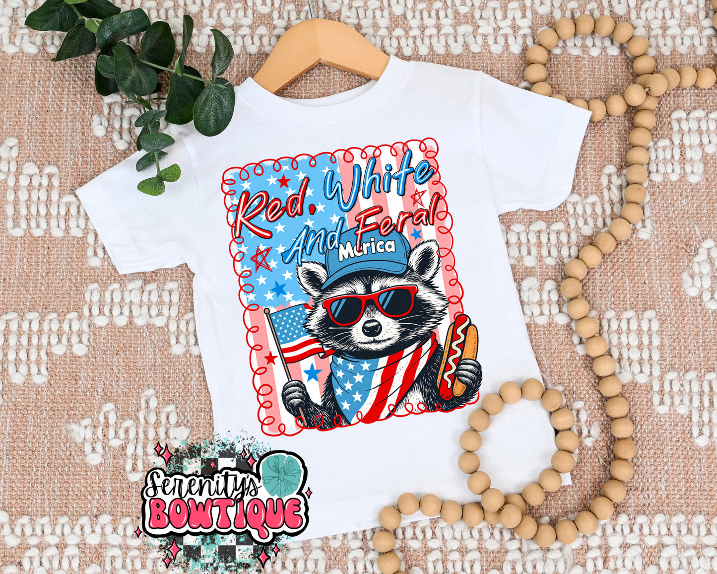 Red, white & feral tee