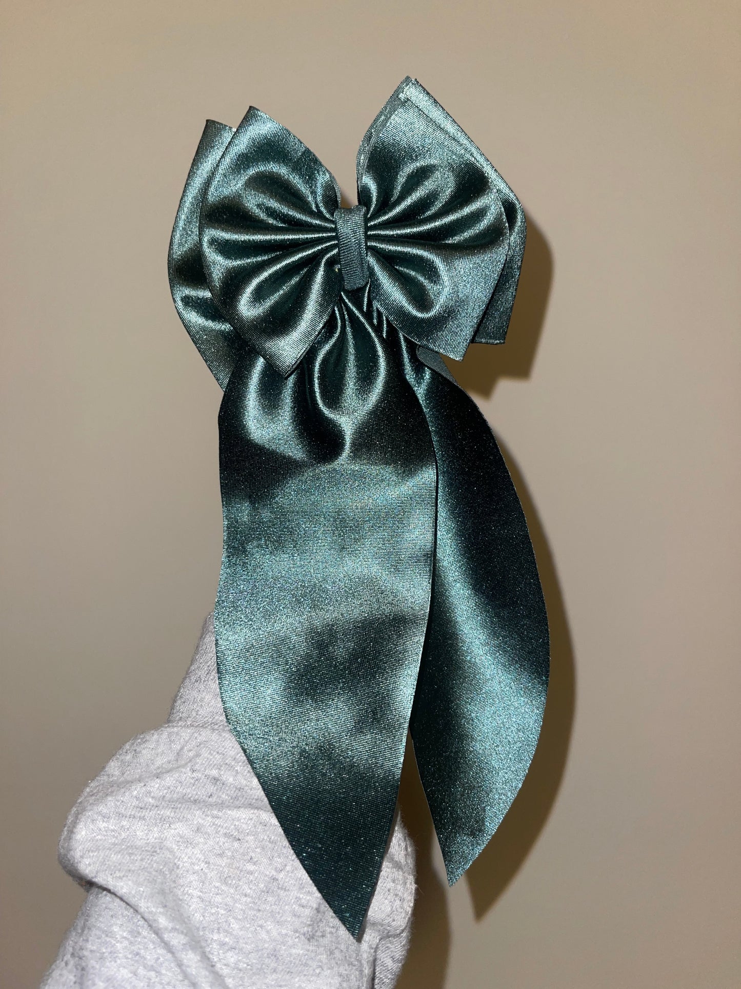 Dark olive satin bow