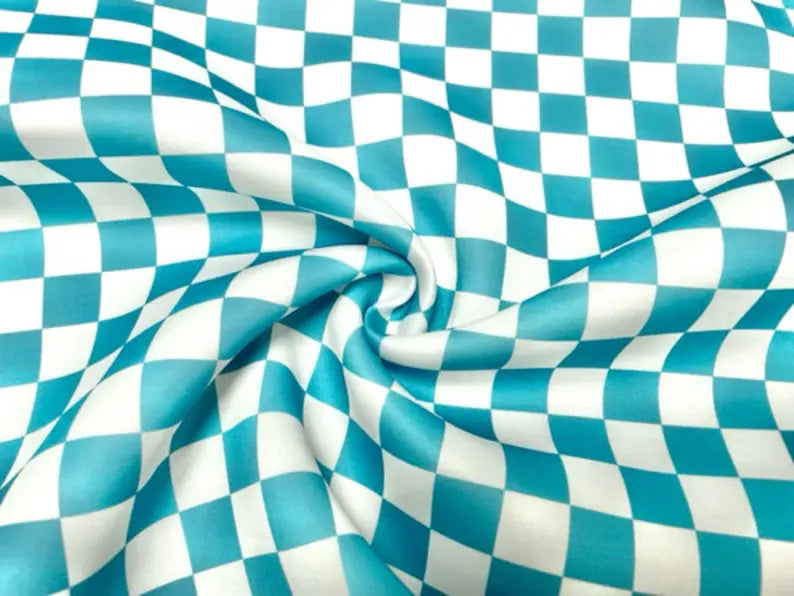 blue & white checked PUFF bow