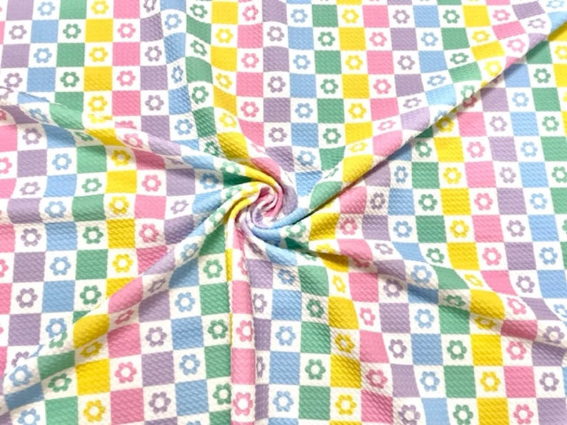Pastel flowered checkered bow