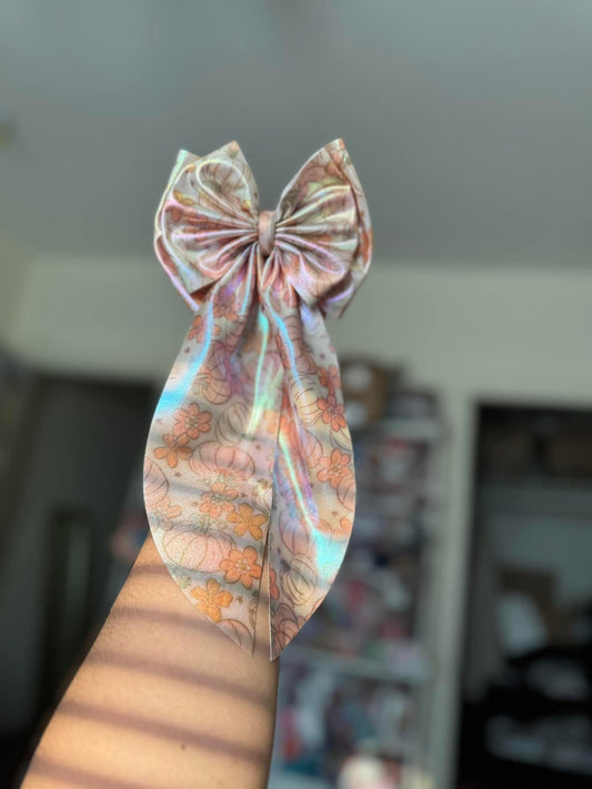 Holo shimmer pumpkin bow